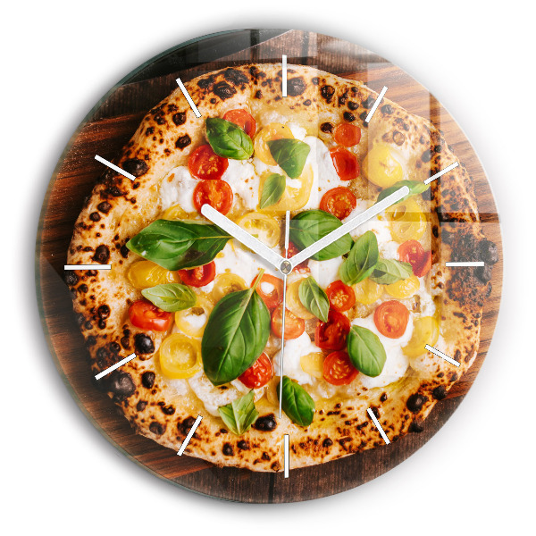 Orologio rotondo in vetro pizza italiana