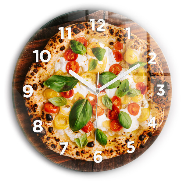 Orologio rotondo in vetro pizza italiana