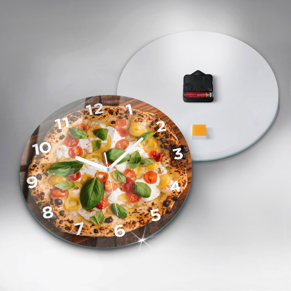 Orologio rotondo in vetro pizza italiana