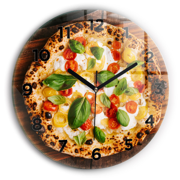Orologio rotondo in vetro pizza italiana