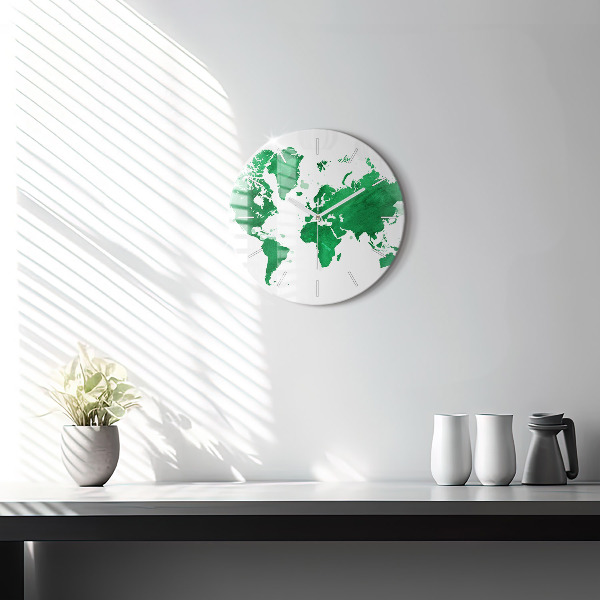 Orologio rotondo Mappa del mondo verde