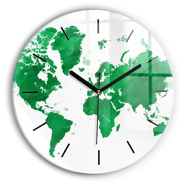 Orologio rotondo Mappa del mondo verde