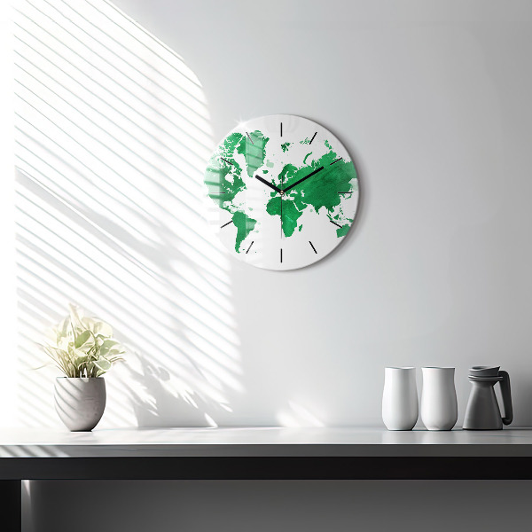 Orologio rotondo Mappa del mondo verde
