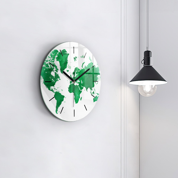 Orologio rotondo Mappa del mondo verde