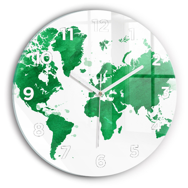 Orologio rotondo Mappa del mondo verde