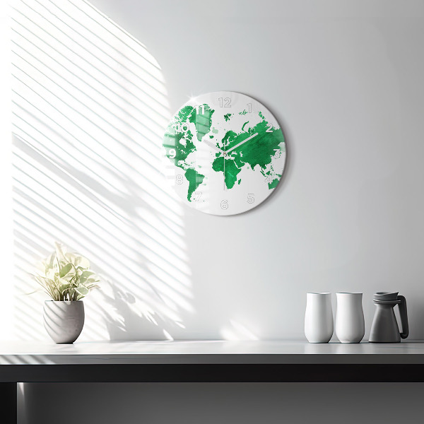 Orologio rotondo Mappa del mondo verde