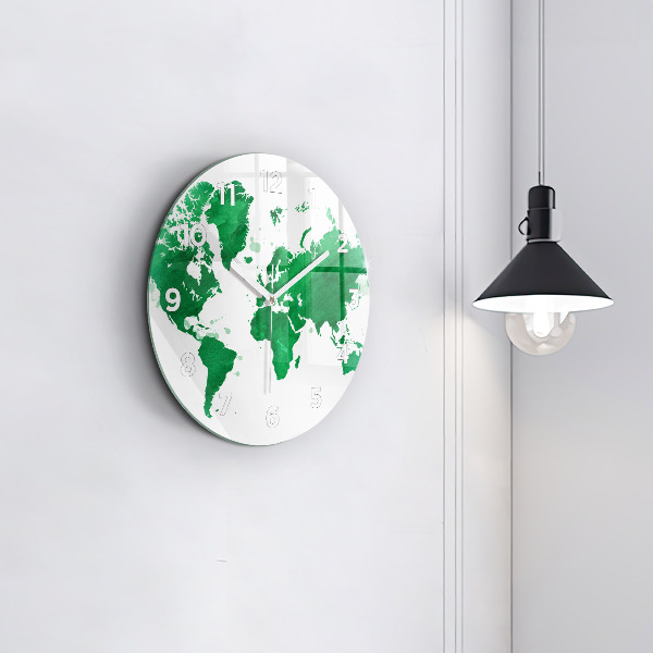 Orologio rotondo Mappa del mondo verde