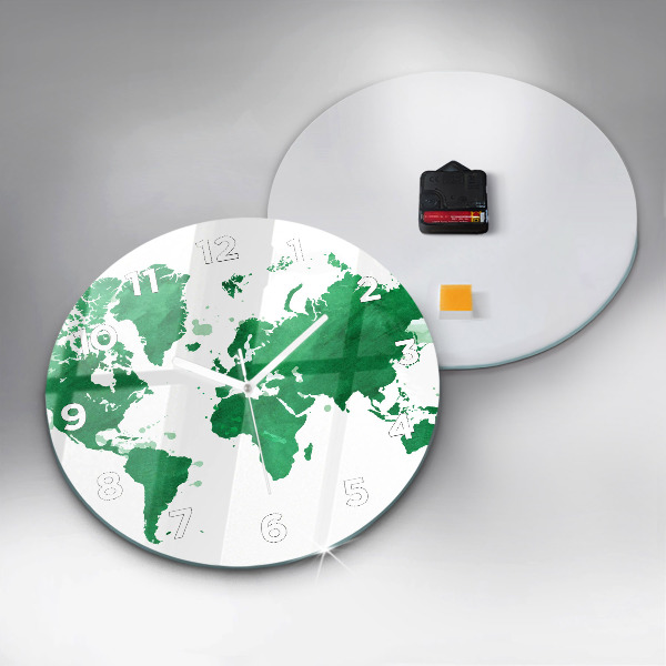 Orologio rotondo Mappa del mondo verde