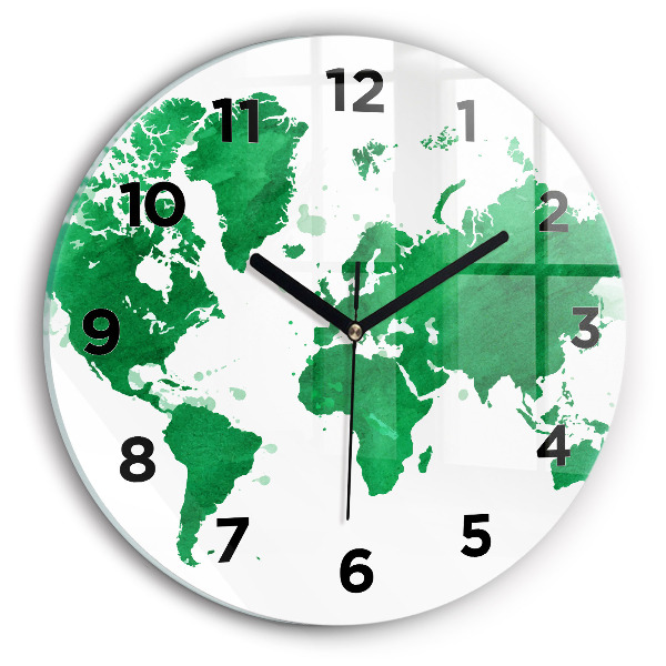 Orologio rotondo Mappa del mondo verde