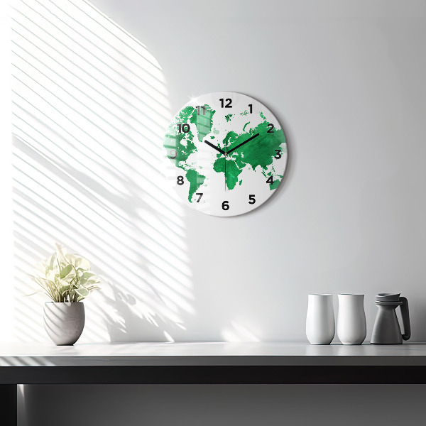 Orologio rotondo Mappa del mondo verde