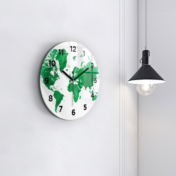 Orologio rotondo Mappa del mondo verde