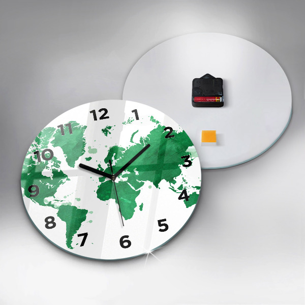 Orologio rotondo Mappa del mondo verde