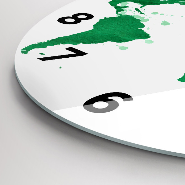 Orologio rotondo Mappa del mondo verde