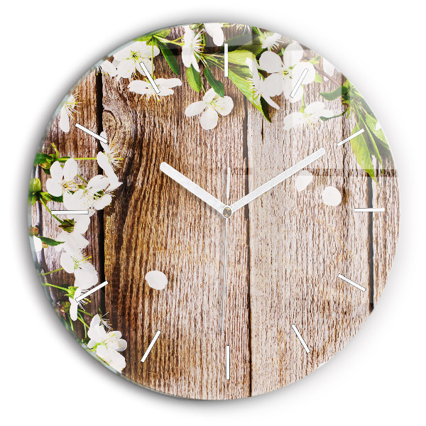 Orologio rotondo Fiori su legno