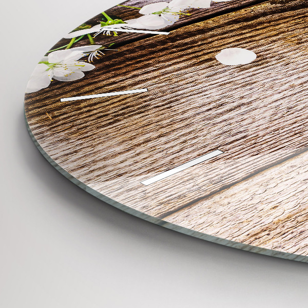Orologio rotondo Fiori su legno