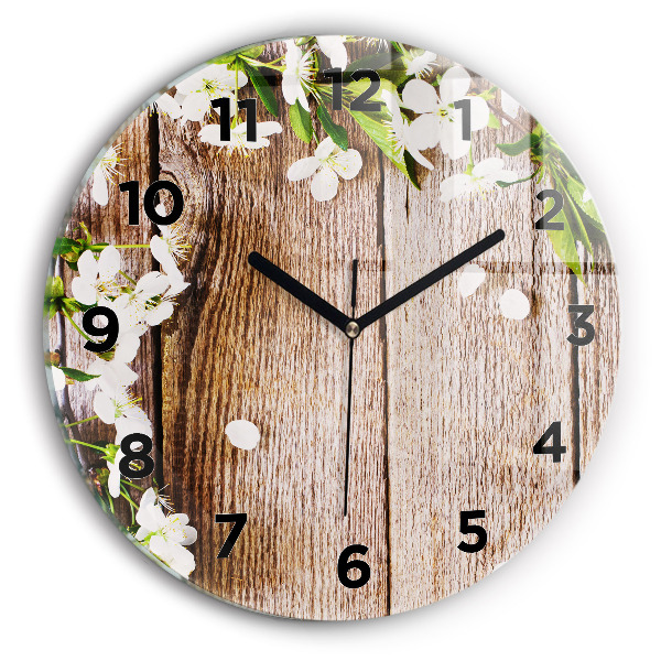 Orologio rotondo Fiori su legno