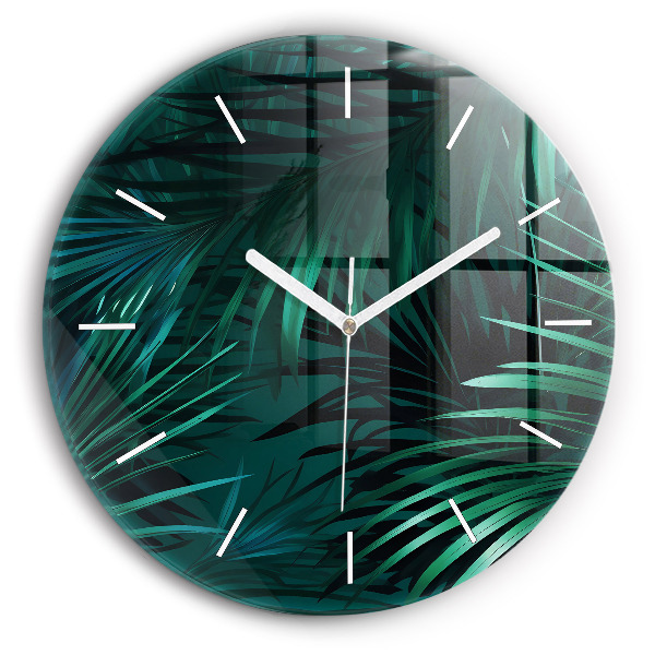 Orologio rotondo in vetro Foglie tropicali