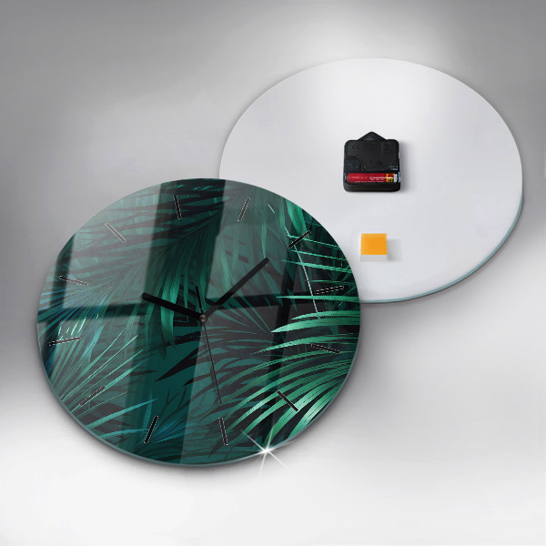 Orologio rotondo in vetro Foglie tropicali