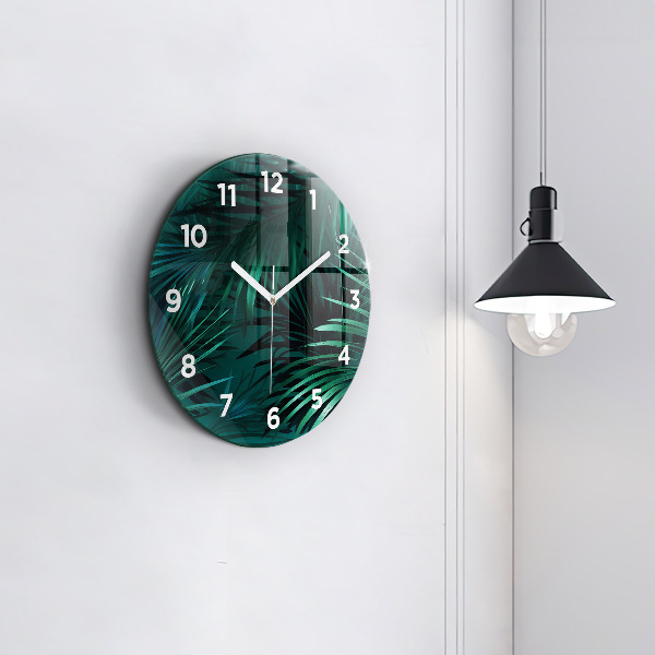 Orologio rotondo in vetro Foglie tropicali