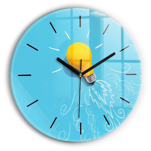 Orologio rotondo in vetro Disegno della lampadina