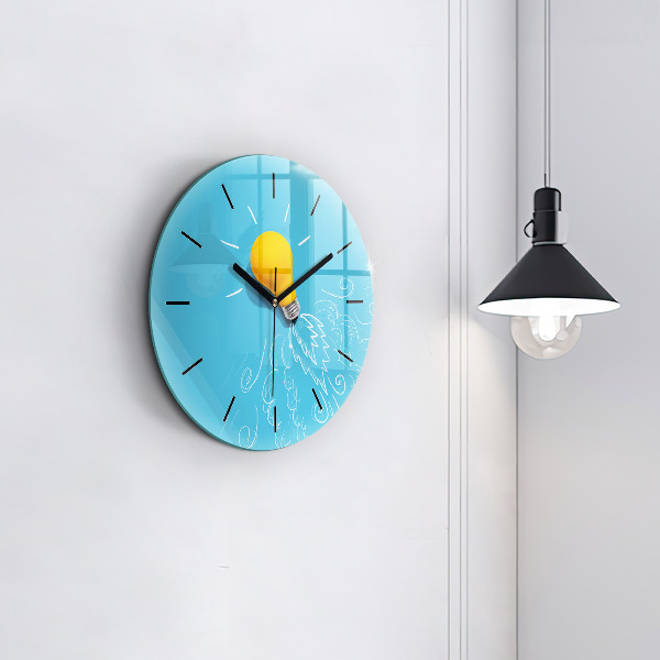 Orologio rotondo in vetro Disegno della lampadina