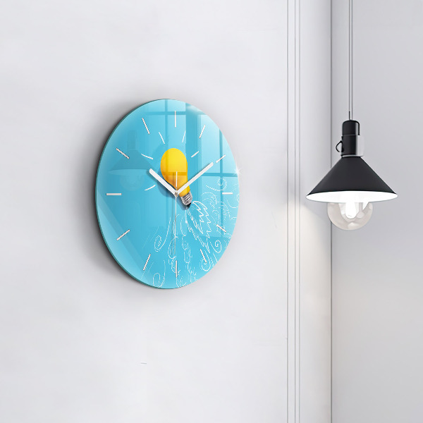 Orologio rotondo in vetro Disegno della lampadina
