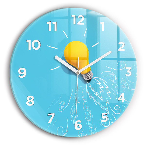 Orologio rotondo in vetro Disegno della lampadina