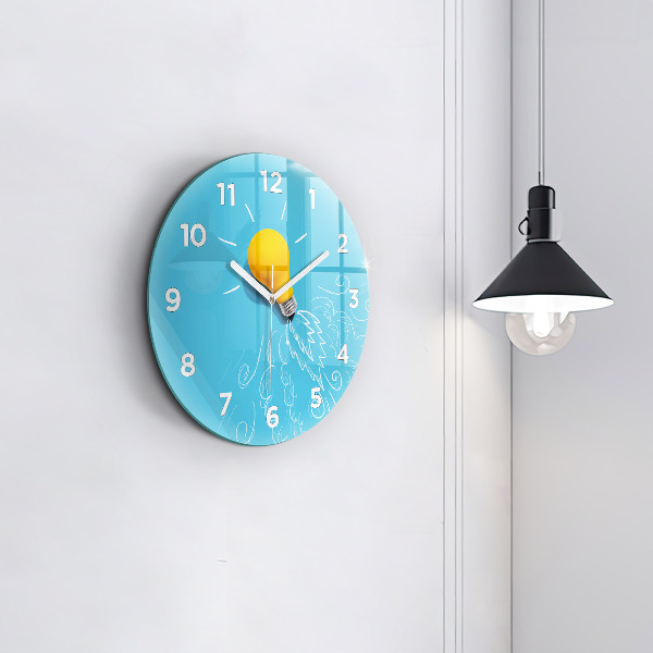 Orologio rotondo in vetro Disegno della lampadina