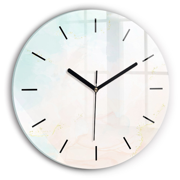 Orologio rotondo in vetro Marmo acquerello
