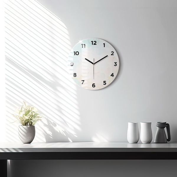 Orologio rotondo in vetro Marmo acquerello