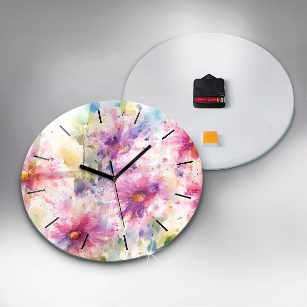 Orologio rotondo in vetro Fiori dipinti