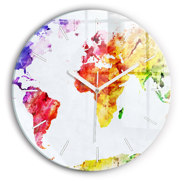 Orologio rotondo Mappa del mondo ad acquerello
