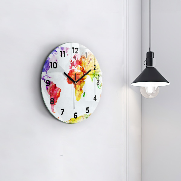 Orologio rotondo Mappa del mondo ad acquerello