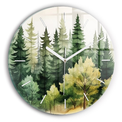 Orologio rotondo in vetro Paesaggio forestale