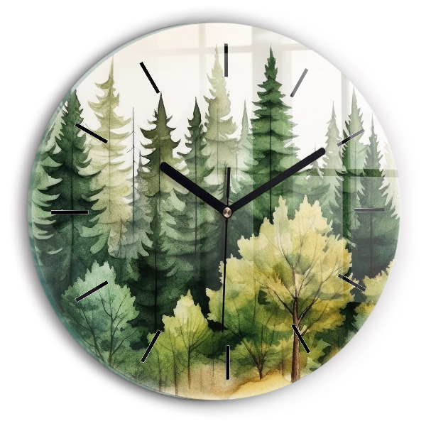 Orologio rotondo in vetro Paesaggio forestale