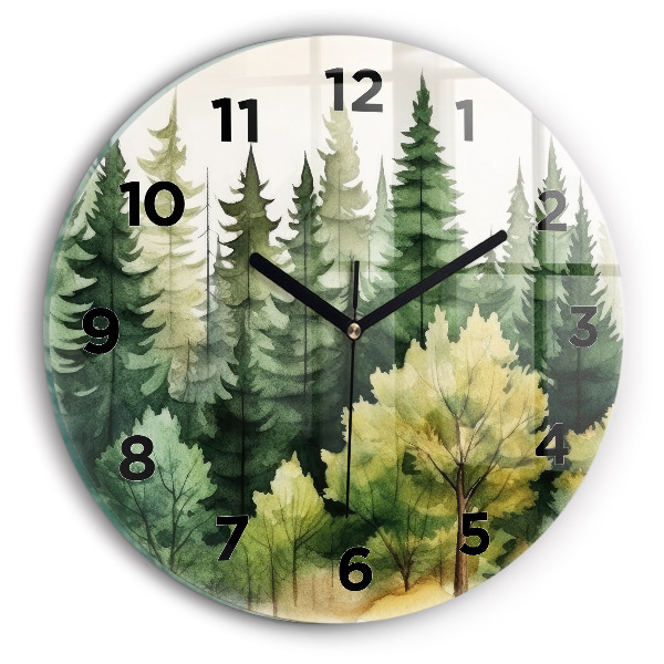 Orologio rotondo in vetro Paesaggio forestale