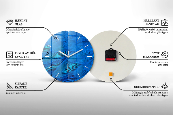 Orologio rotondo in vetro Triangoli della mappa del mondo