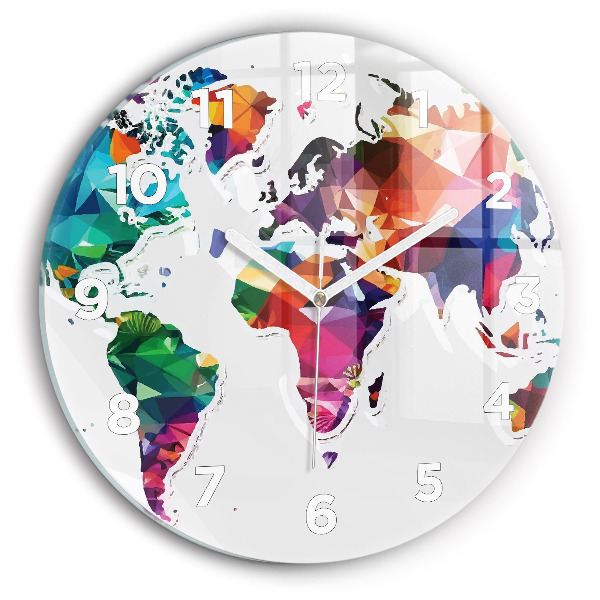 Orologio rotondo in vetro Triangoli della mappa del mondo