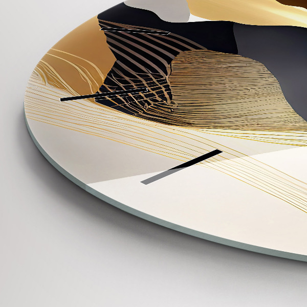 Orologio rotondo in vetro Montagne dorate astratte