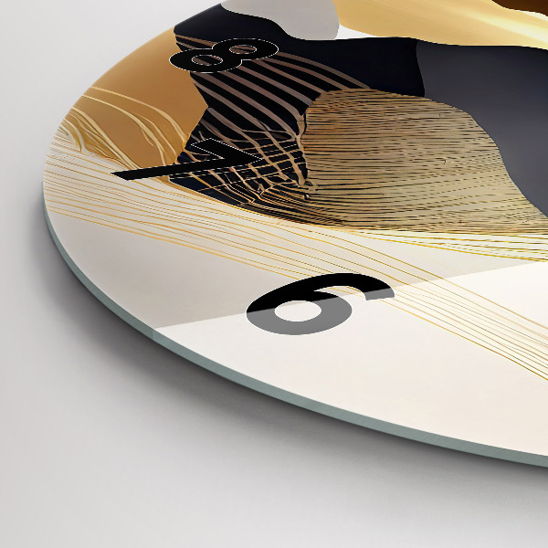 Orologio rotondo in vetro Montagne dorate astratte