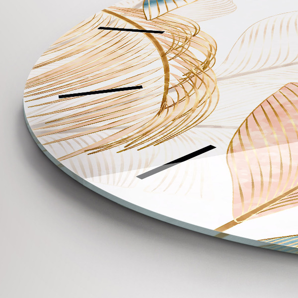 Orologio rotondo in vetro Motivo foglia naturale