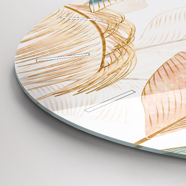 Orologio rotondo in vetro Motivo foglia naturale