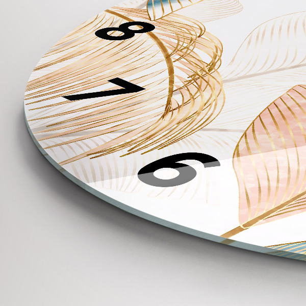 Orologio rotondo in vetro Motivo foglia naturale