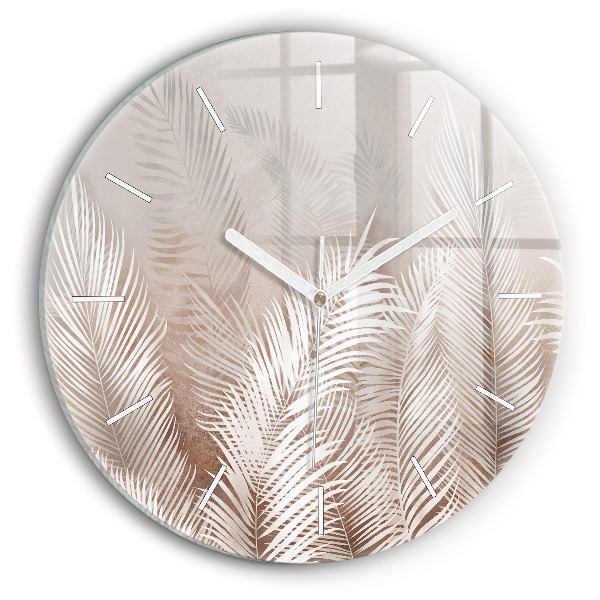 Orologio rotondo in vetro Foglie tropicali boho