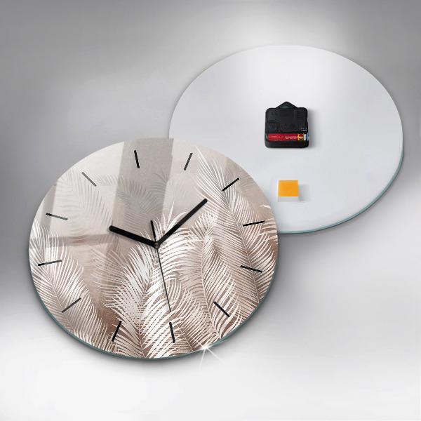 Orologio rotondo in vetro Foglie tropicali boho