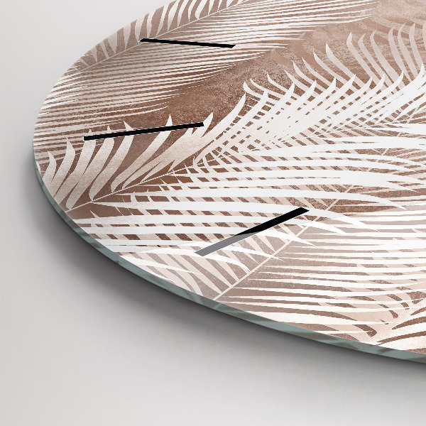 Orologio rotondo in vetro Foglie tropicali boho