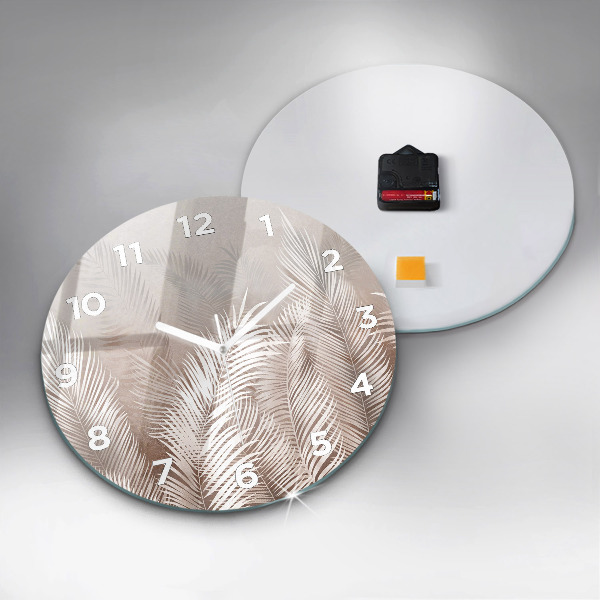 Orologio rotondo in vetro Foglie tropicali boho