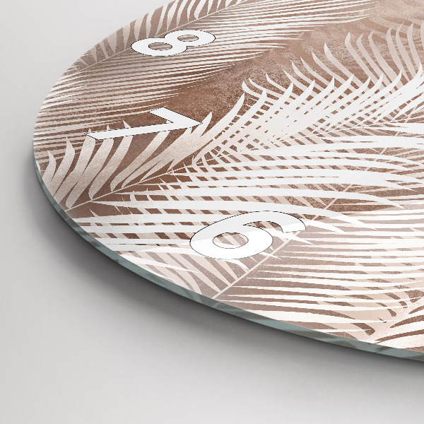 Orologio rotondo in vetro Foglie tropicali boho