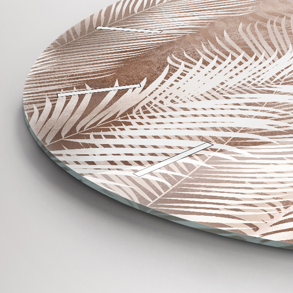 Orologio rotondo in vetro Foglie tropicali boho