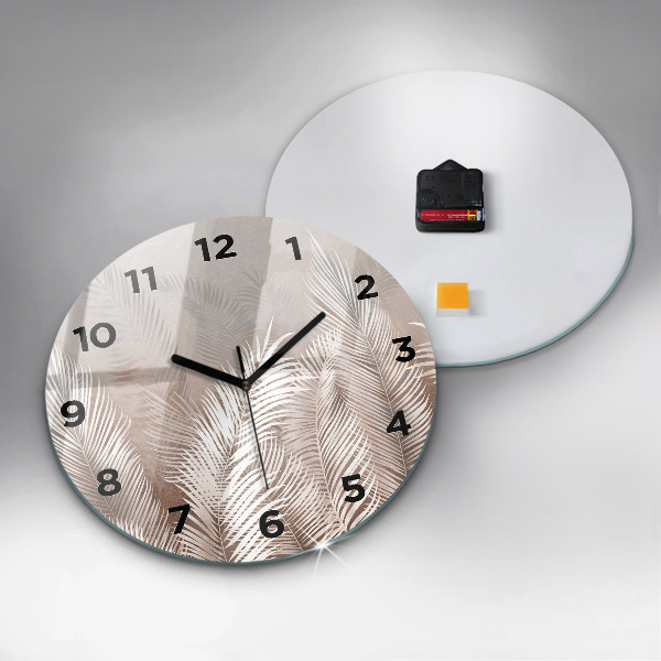 Orologio rotondo in vetro Foglie tropicali boho